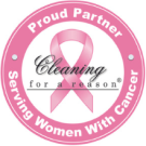 Eco-Friendly Cleaning Partner | Serving Women With Cancer Cleaning for a Reason badge showing GreenTerra’s support for women with cancer through eco-friendly house cleaning.