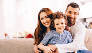 Smiling family enjoying a fresh, eco-friendly home cleaned by GreenTerra Cleaning Service in San Francisco.